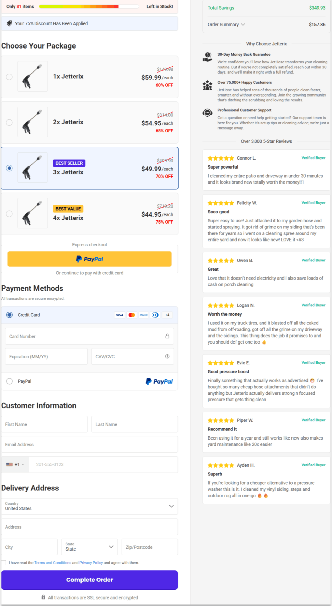 Jetterix secure checkout page